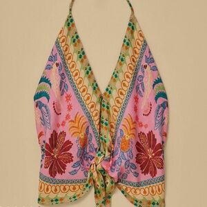 NWT Farm Rio Pink Fruits Queen Scarf Lenzing™ Ecovero™ Viscose Blouse